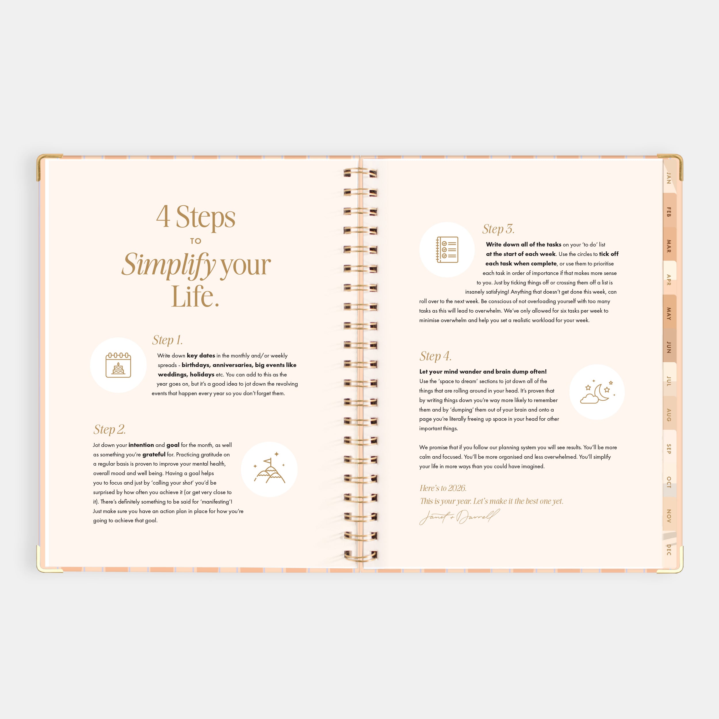 2026 A4 Academic Vertical Planner - Coral Stripe - SOLD OUT