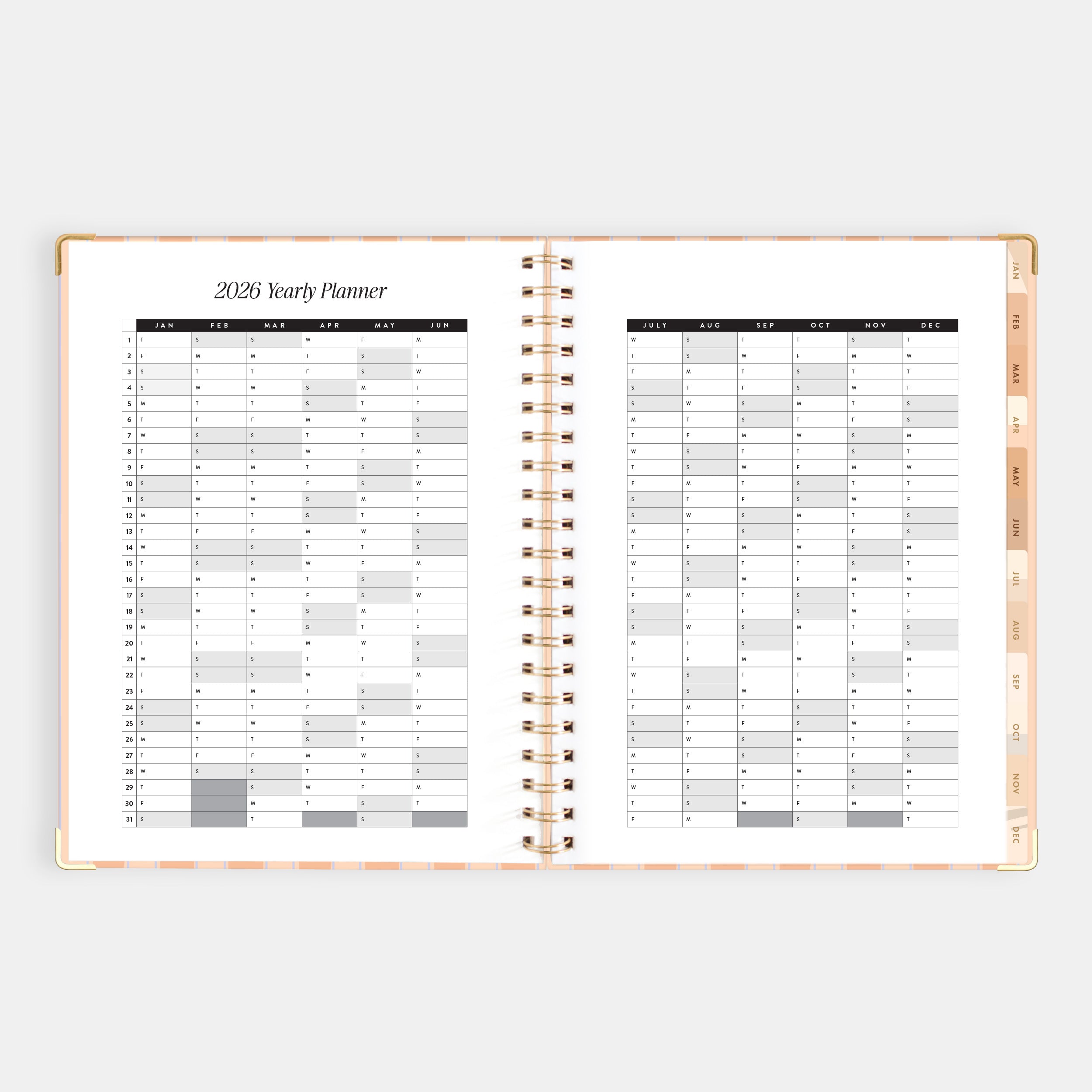2026 A4 Academic Vertical Planner - Coral Stripe - SOLD OUT