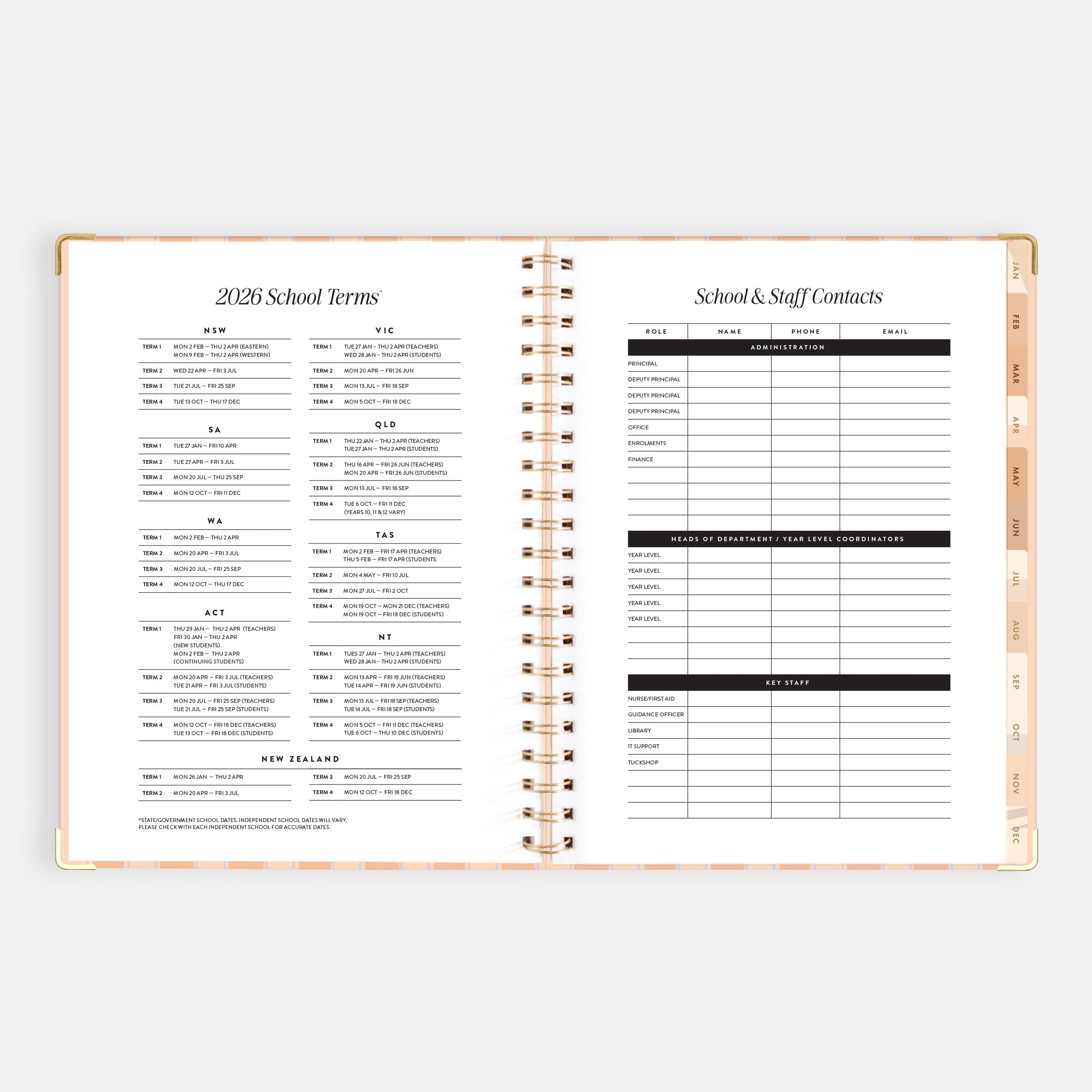 2026 A4 Academic Vertical Planner - Coral Stripe - SOLD OUT