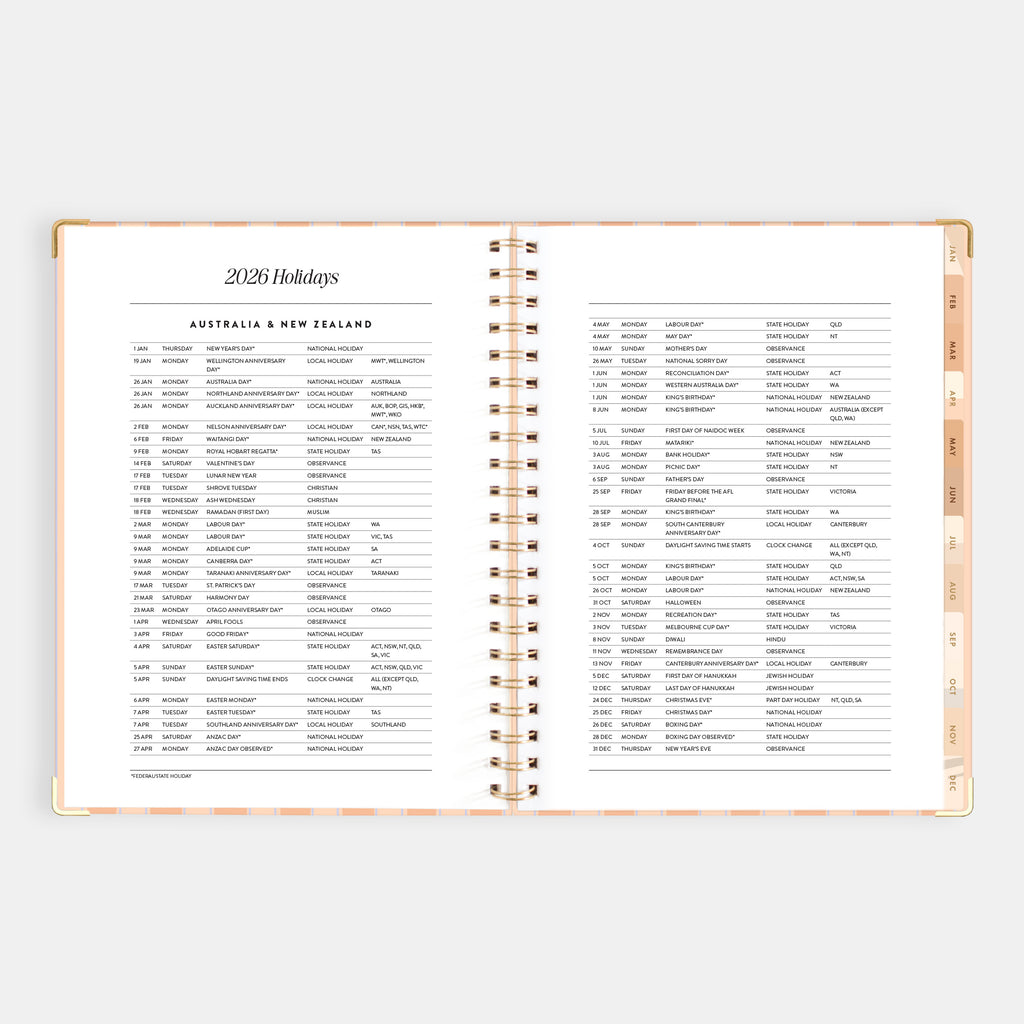 2026 A4 Academic Vertical Planner - Coral Stripe - SOLD OUT