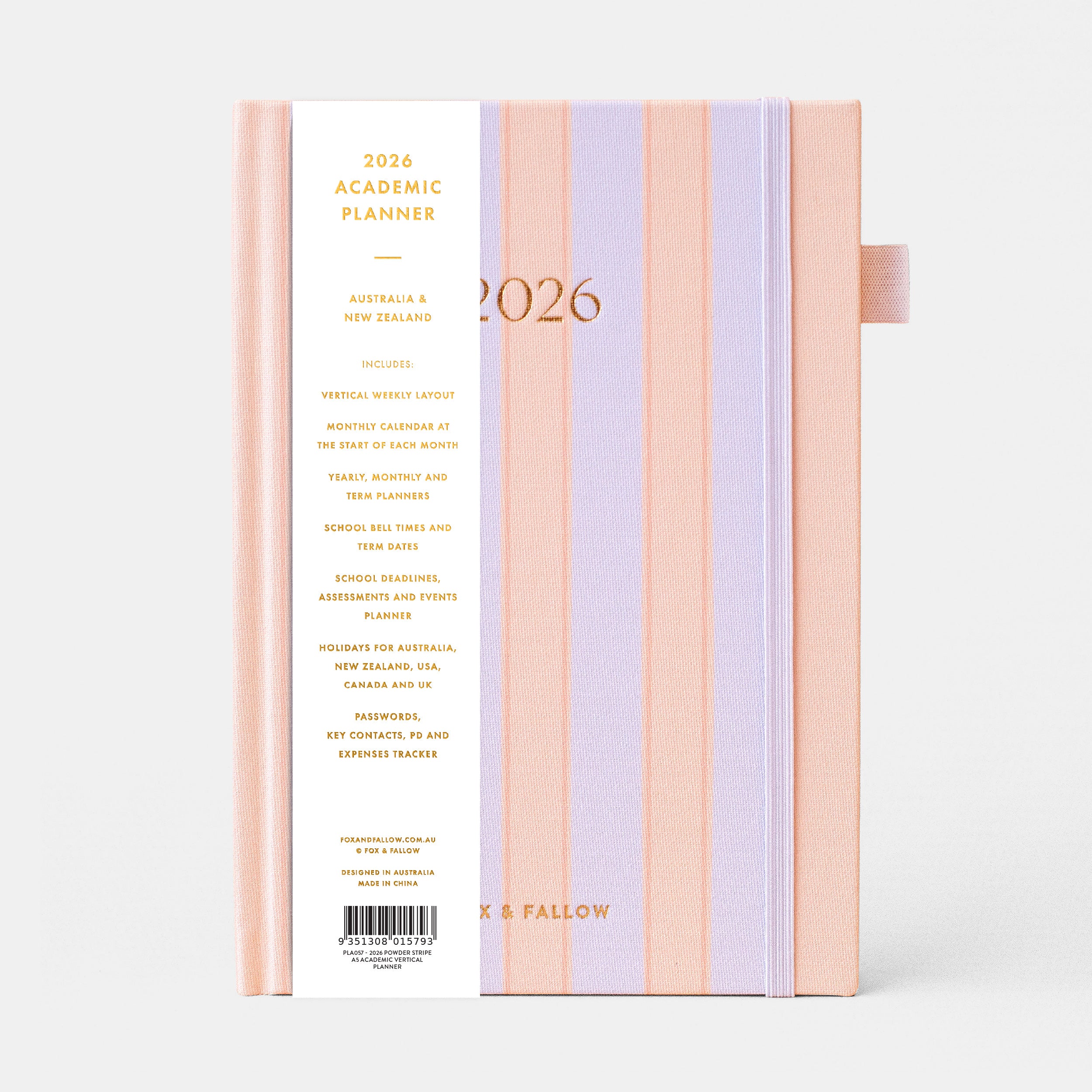 2026 A5 Academic Vertical Planner - Powder Stripe - SOLD OUT