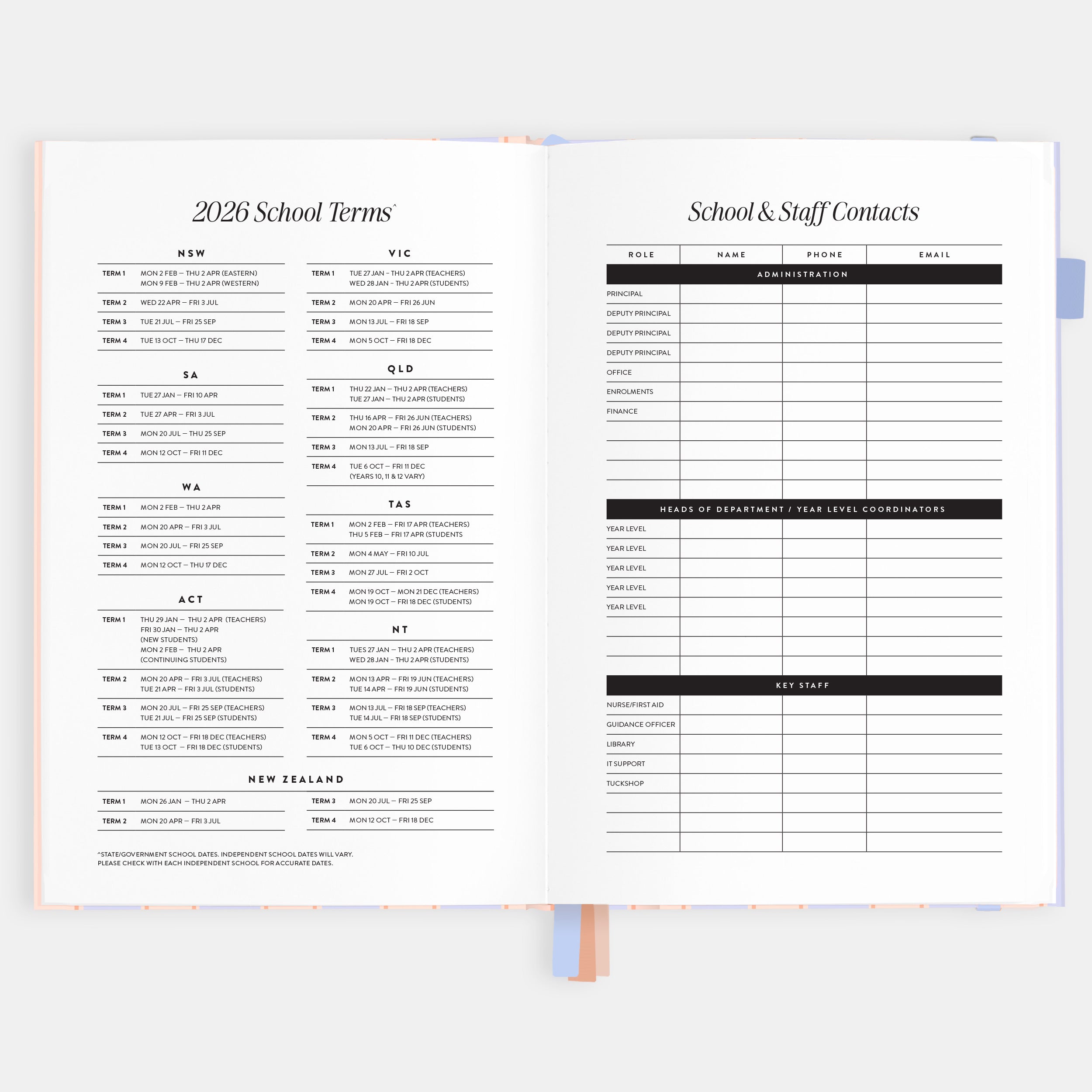 2026 A5 Academic Vertical Planner - Powder Stripe - SOLD OUT