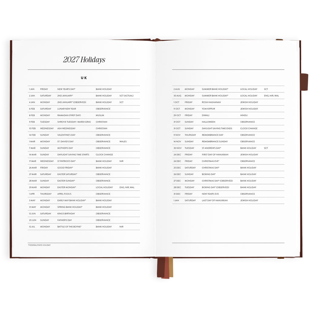 2027 A5 Vertical Planner - Chocolate - PRE-ORDER (25 SEPTEMBER)