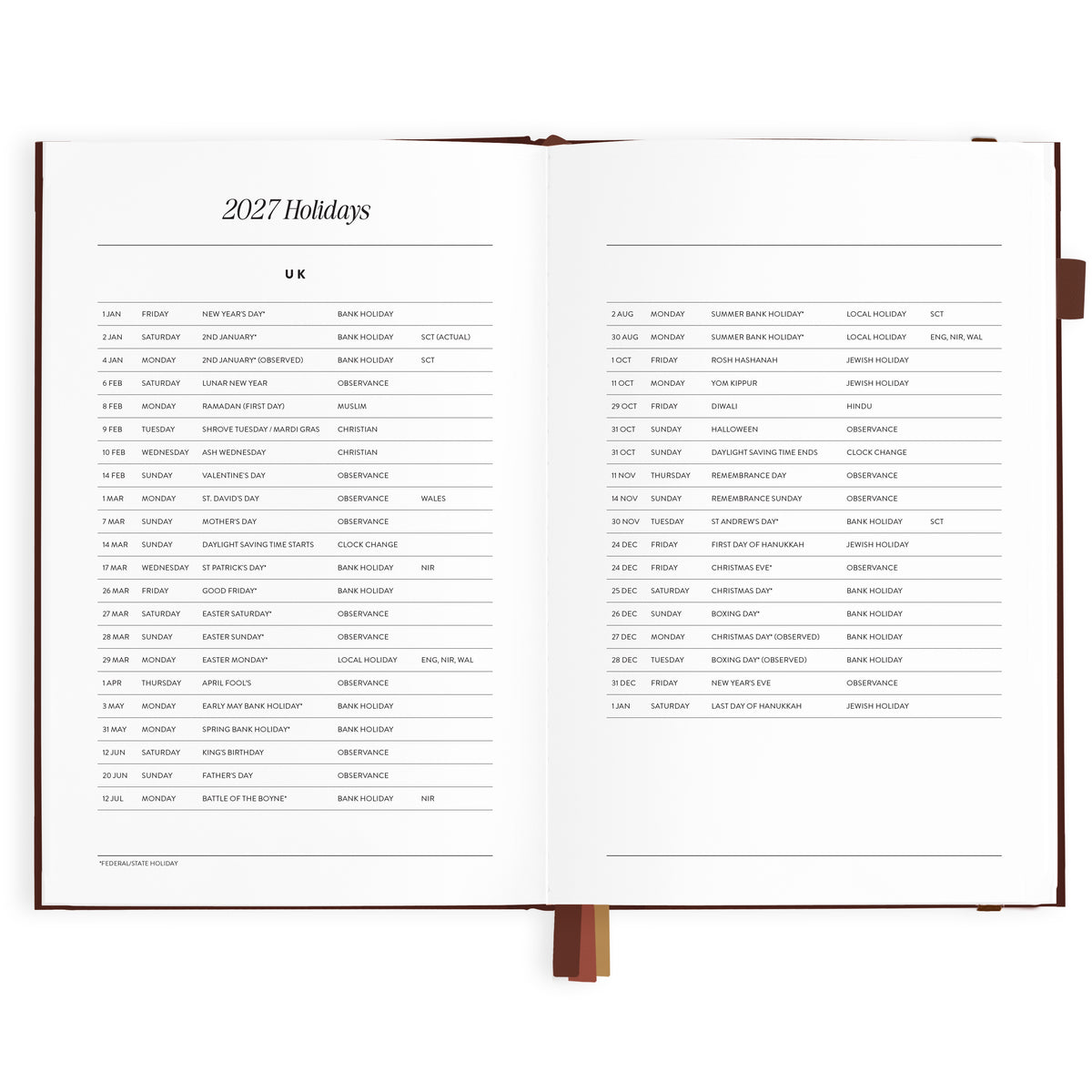 2027 A5 Vertical Planner - Chocolate - PRE-ORDER (25 SEPTEMBER)