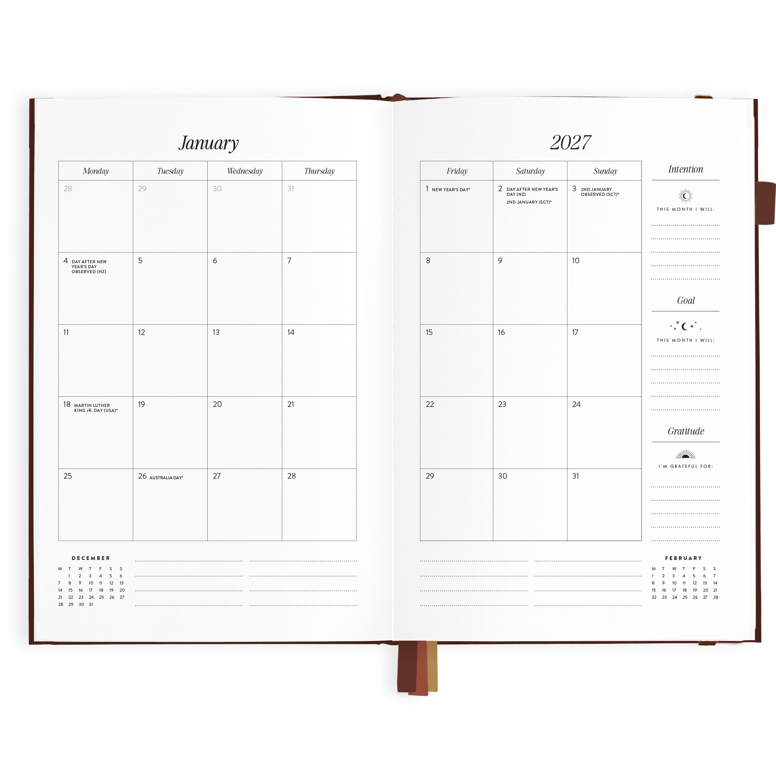 2027 A5 Academic Vertical Planner - Chocolate Stripe - PRE-ORDER (SEPTEMBER)