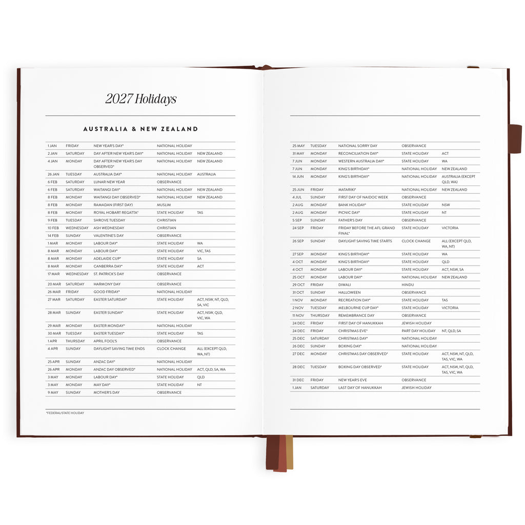 2027 A5 Vertical Planner - Chocolate - PRE-ORDER (25 SEPTEMBER)