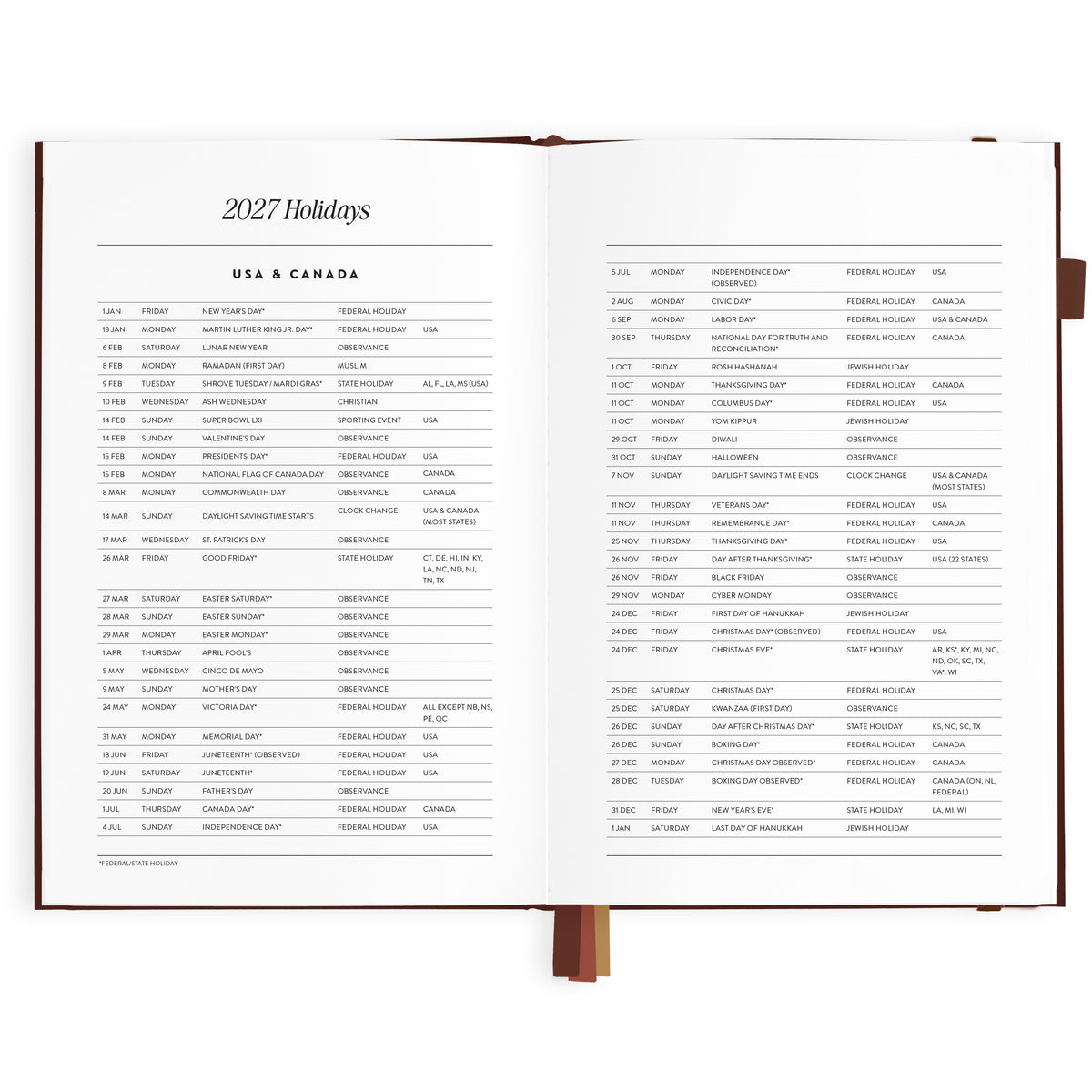 2027 A5 Vertical Planner - Chocolate - PRE-ORDER (25 SEPTEMBER)