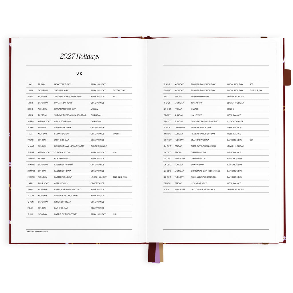 2027 A5 Vertical Planner - Cherry Wisteria - PRE-ORDER (25 SEPTEMBER)