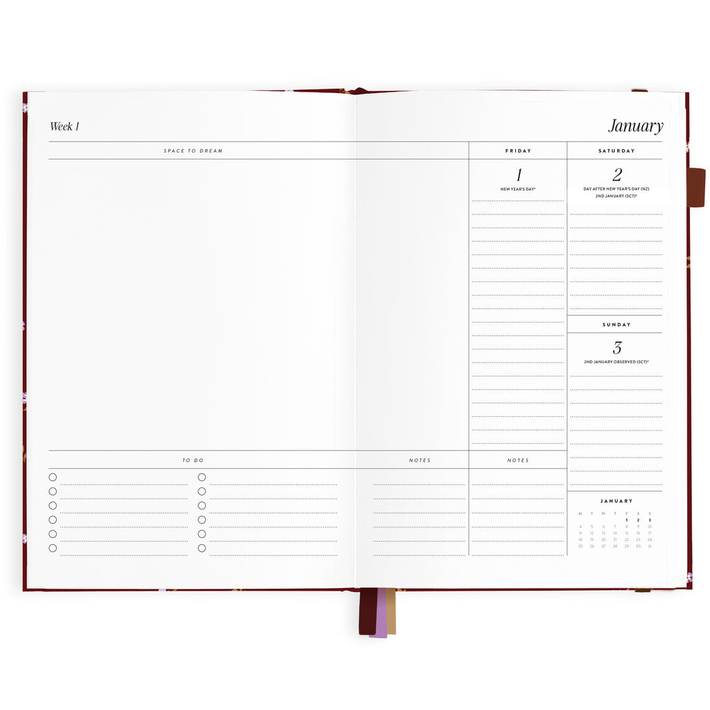 2027 A5 Vertical Planner - Cherry Wisteria - PRE-ORDER (25 SEPTEMBER)