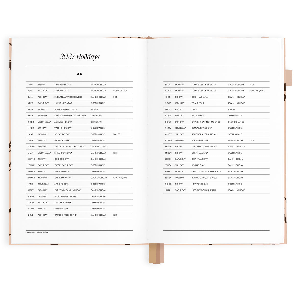 2027 A5 Vertical Planner - Amalfi Latte - PRE-ORDER (25 SEPTEMBER)