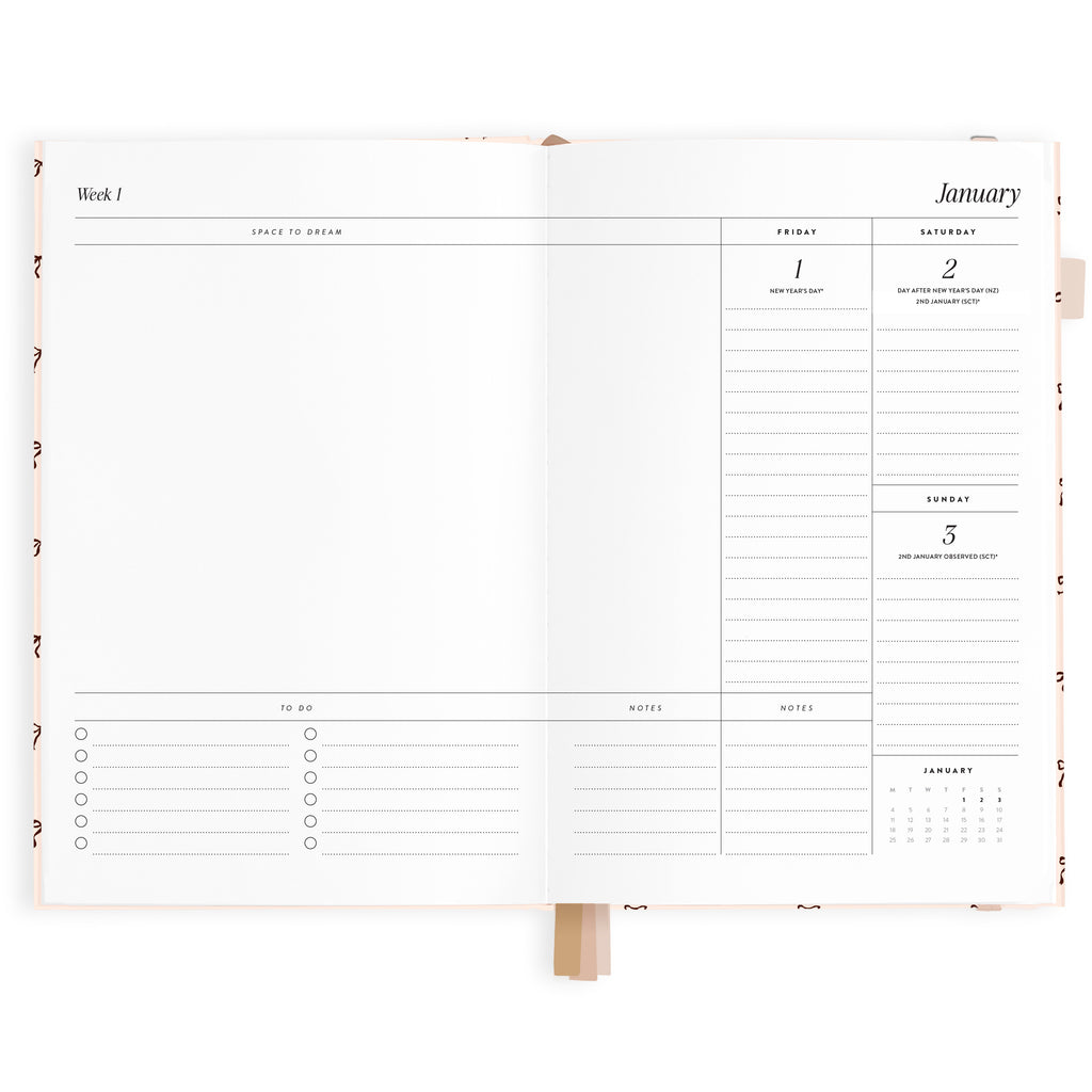 2027 A5 Vertical Planner - French Bows - PRE-ORDER (25 SEPTEMBER)