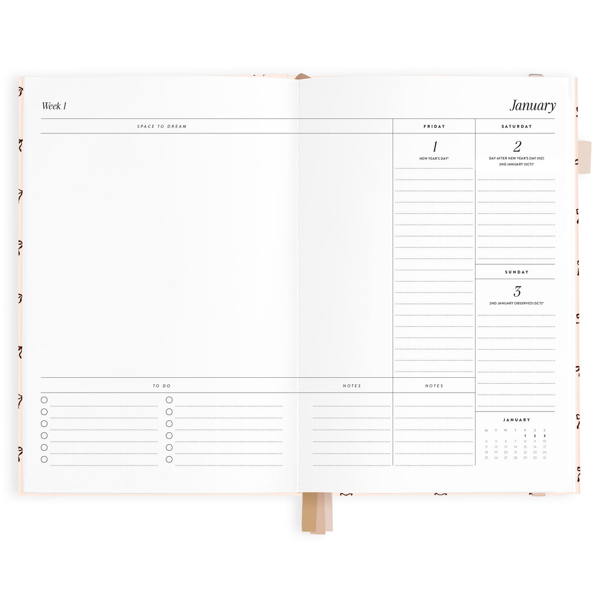 2027 A5 Vertical Planner - French Bows - PRE-ORDER (25 SEPTEMBER)