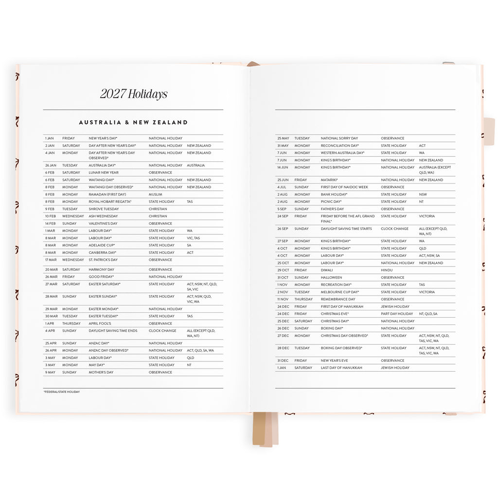 2027 A5 Vertical Planner - French Bows - PRE-ORDER (25 SEPTEMBER)