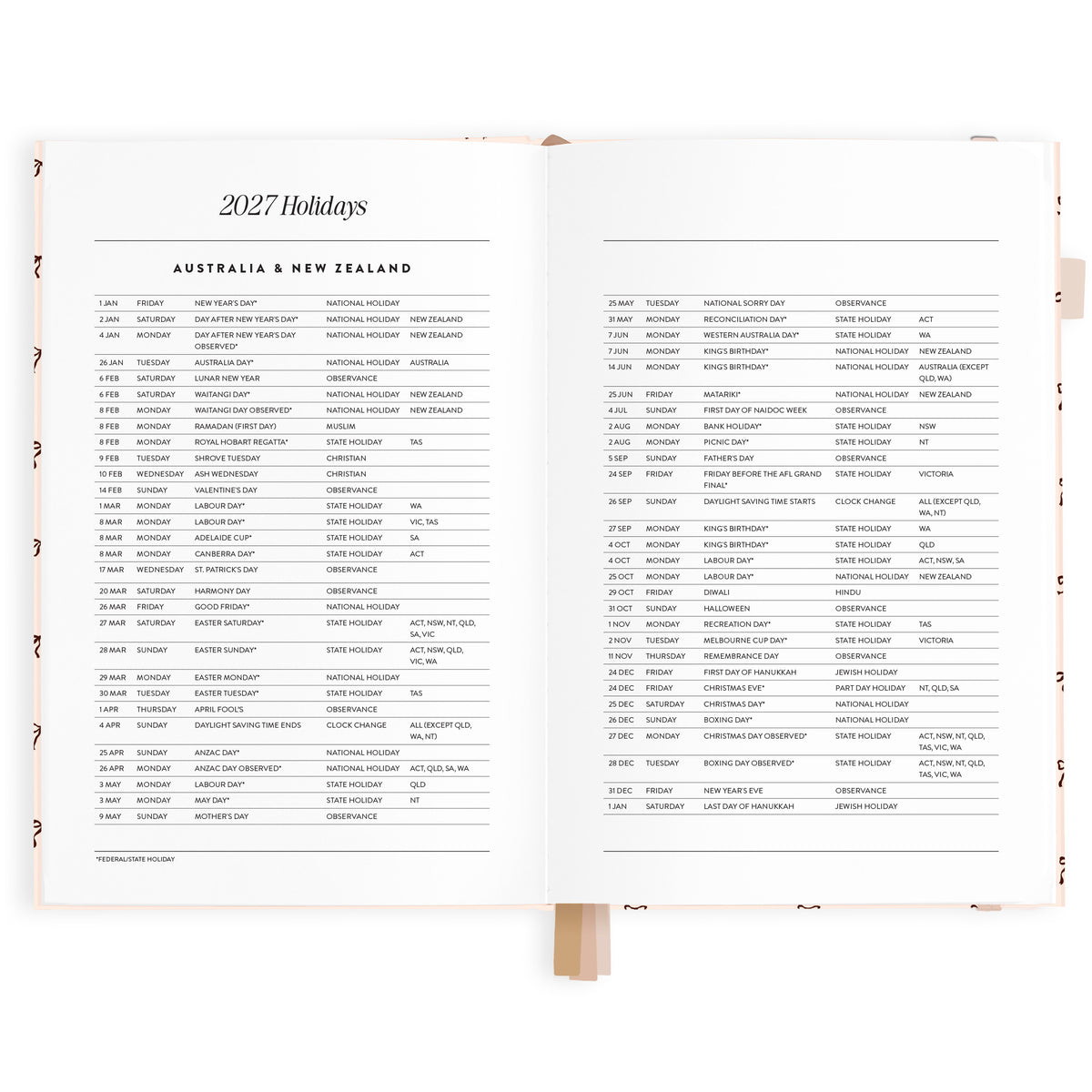 2027 A5 Vertical Planner - French Bows - PRE-ORDER (25 SEPTEMBER)