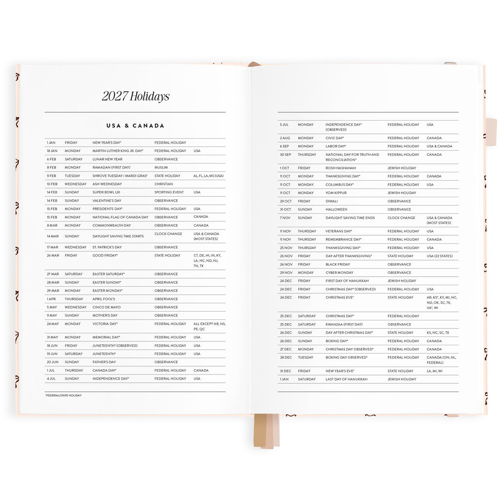 2027 A5 Vertical Planner - French Bows - PRE-ORDER (25 SEPTEMBER)