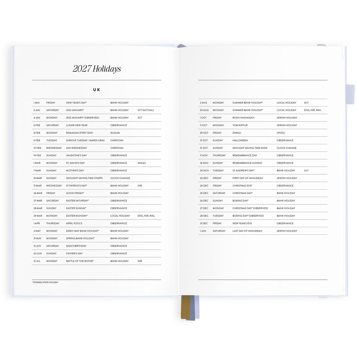 2027 A5 Vertical Planner - Powder - PRE-ORDER (25 SEPTEMBER)