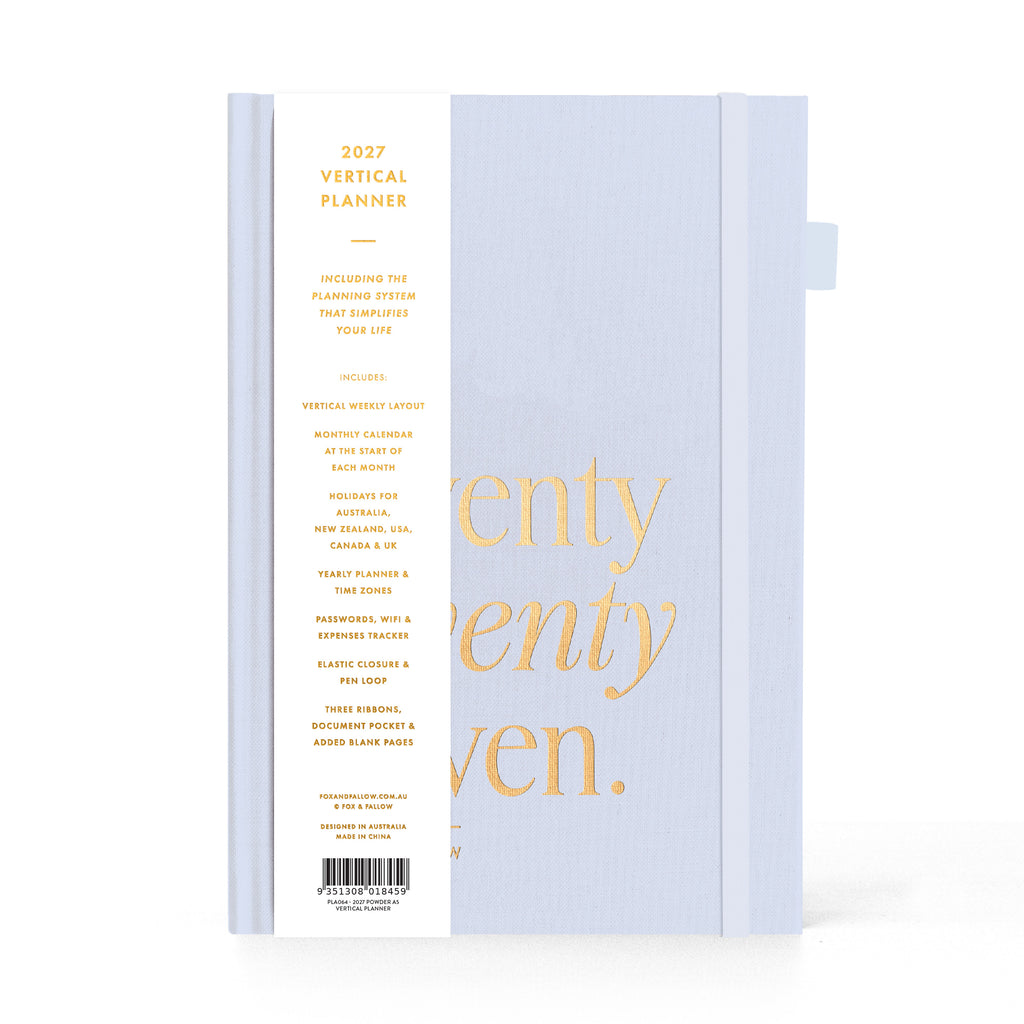 2027 A5 Vertical Planner - Powder - PRE-ORDER (25 SEPTEMBER)