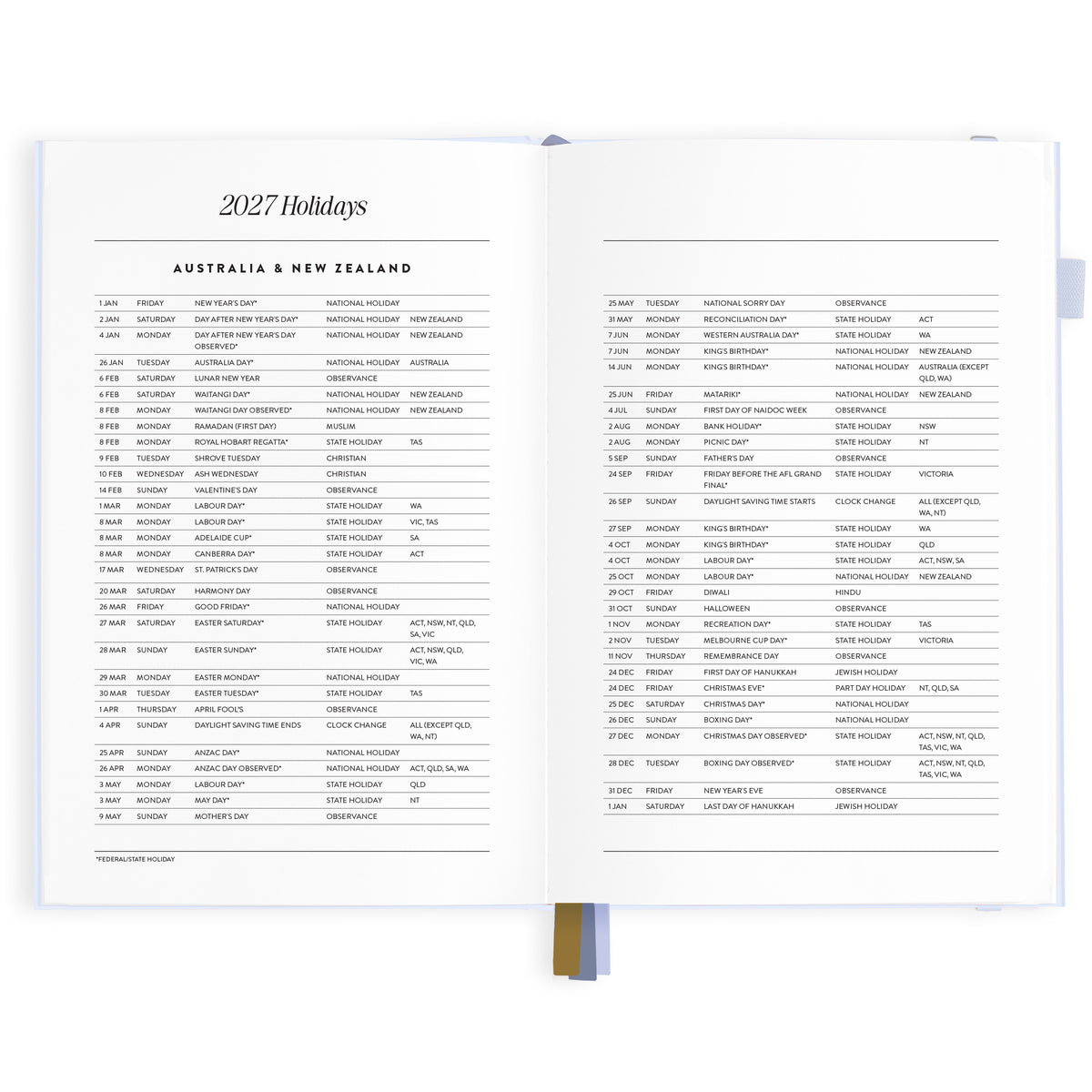 2027 A5 Vertical Planner - Powder - PRE-ORDER (25 SEPTEMBER)