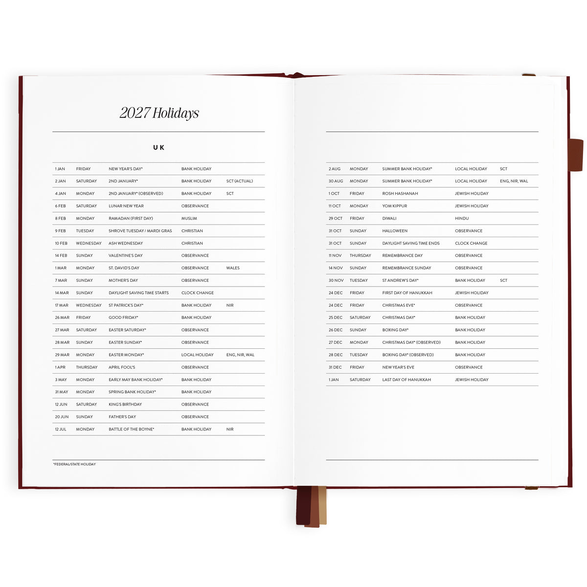 2027 A5 Horizontal Planner - Cherry - PRE-ORDER (25 SEPTEMBER)