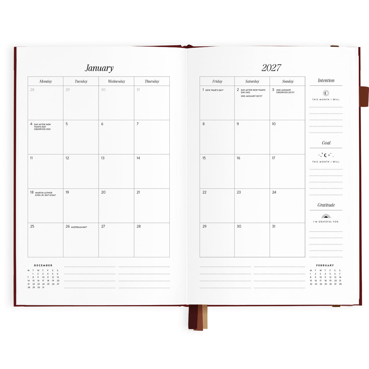 2027 A5 Horizontal Planner - Cherry - PRE-ORDER (25 SEPTEMBER)