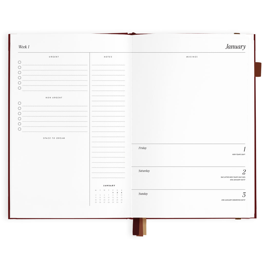 2027 A5 Horizontal Planner - Cherry - PRE-ORDER (25 SEPTEMBER)