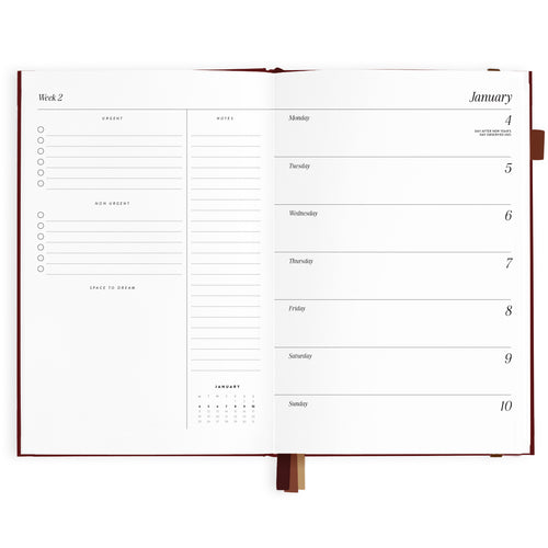 2027 A5 Horizontal Planner - Cherry - PRE-ORDER (15 SEPTEMBER)