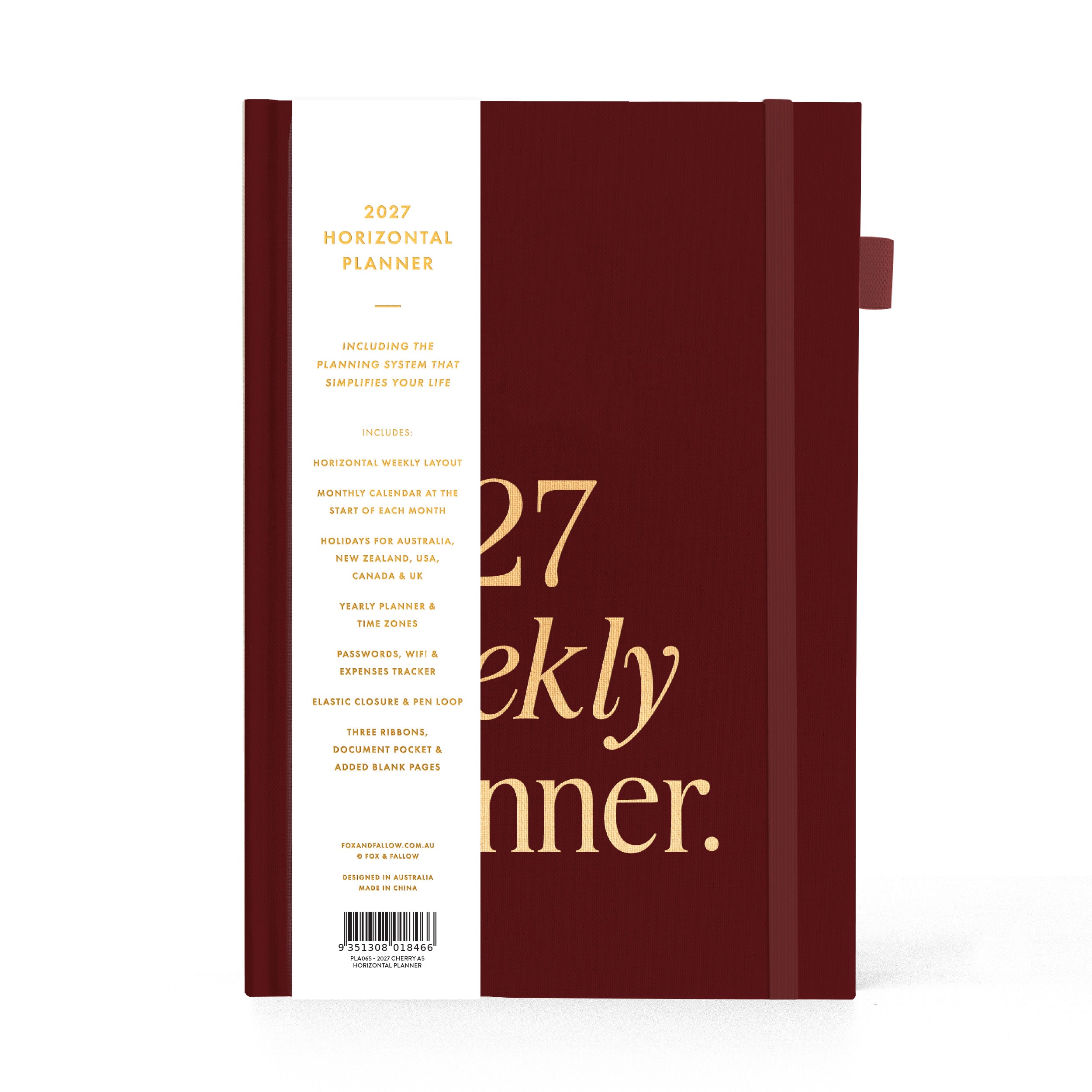 2027 A5 Horizontal Planner - Cherry - PRE-ORDER (15 SEPTEMBER)