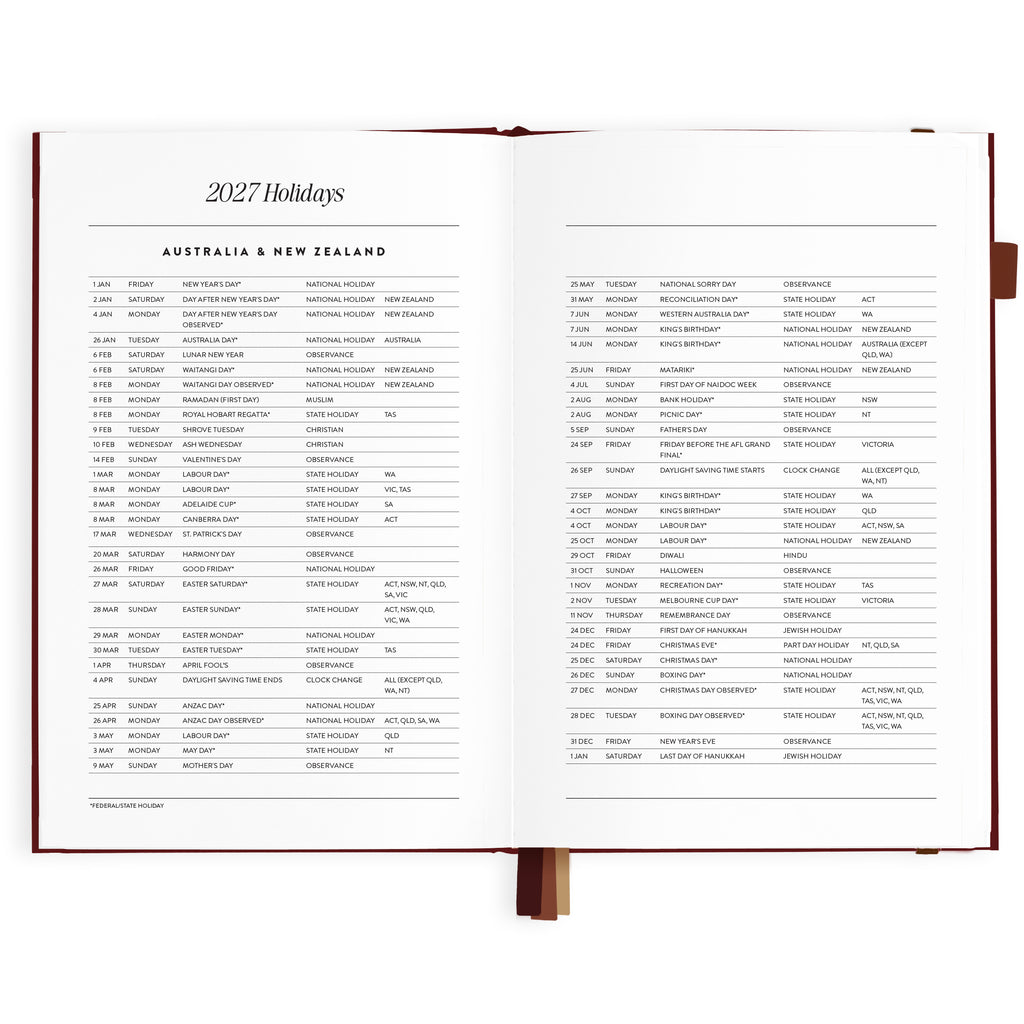 2027 A5 Horizontal Planner - Cherry - PRE-ORDER (25 SEPTEMBER)
