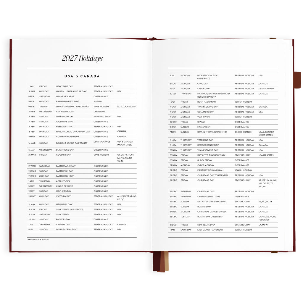 2027 A5 Horizontal Planner - Cherry - PRE-ORDER (25 SEPTEMBER)