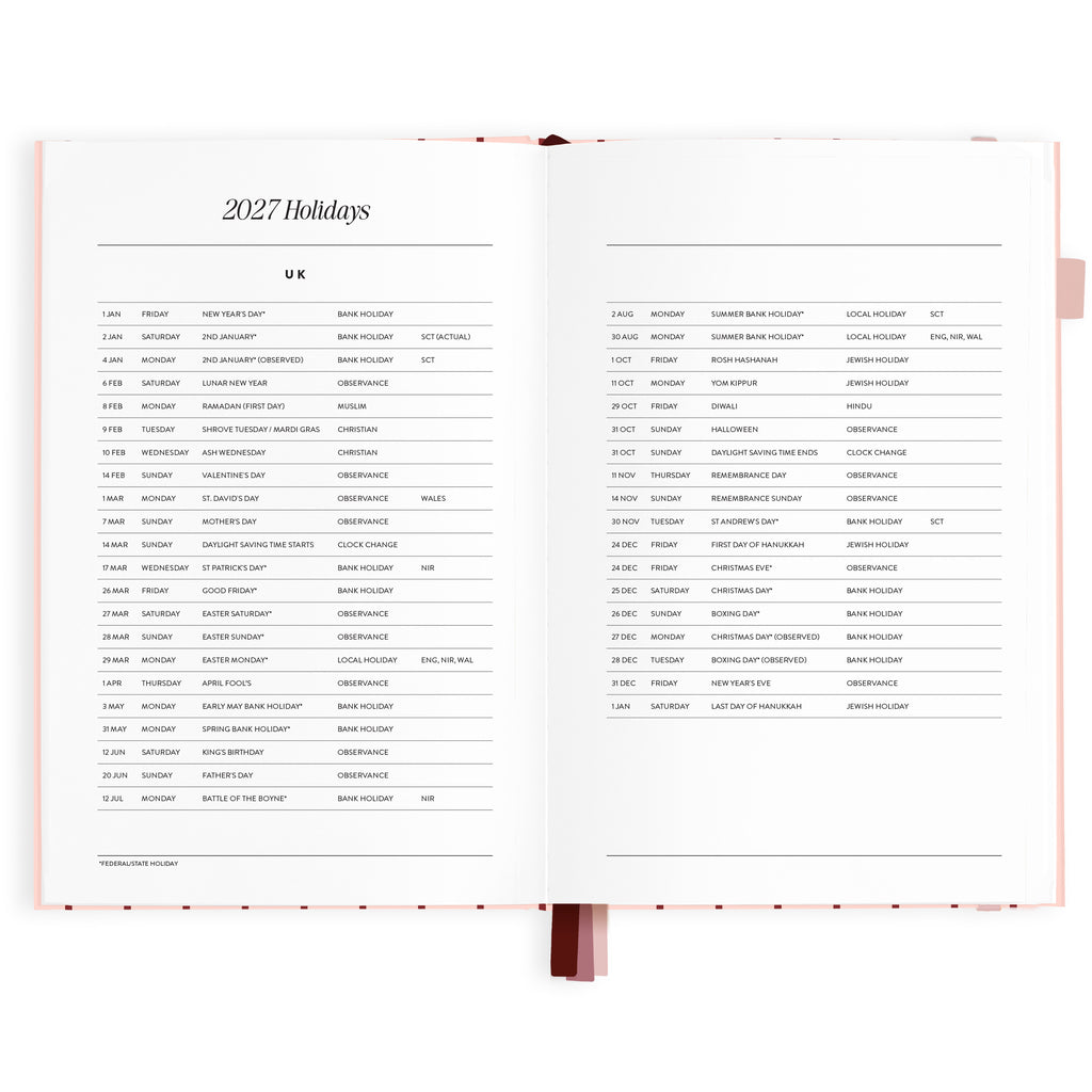 2027 A5 Horizontal Planner - Rosé Pinstripe - PRE-ORDER (25 SEPTEMBER)