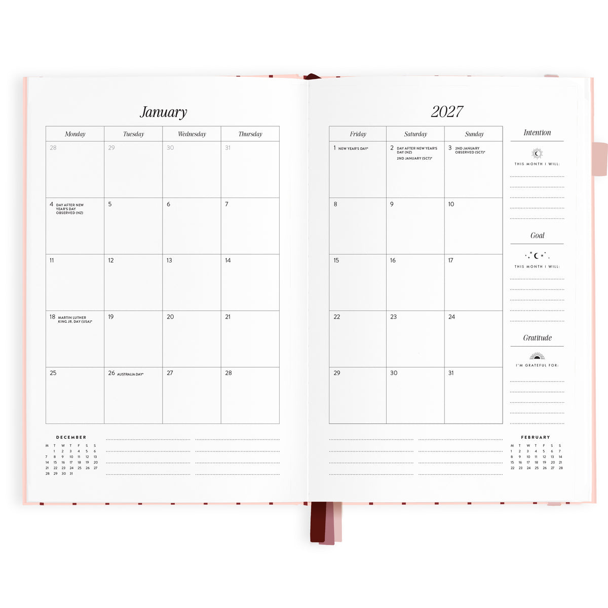 2027 A5 Horizontal Planner - Rosé Pinstripe - PRE-ORDER (25 SEPTEMBER)