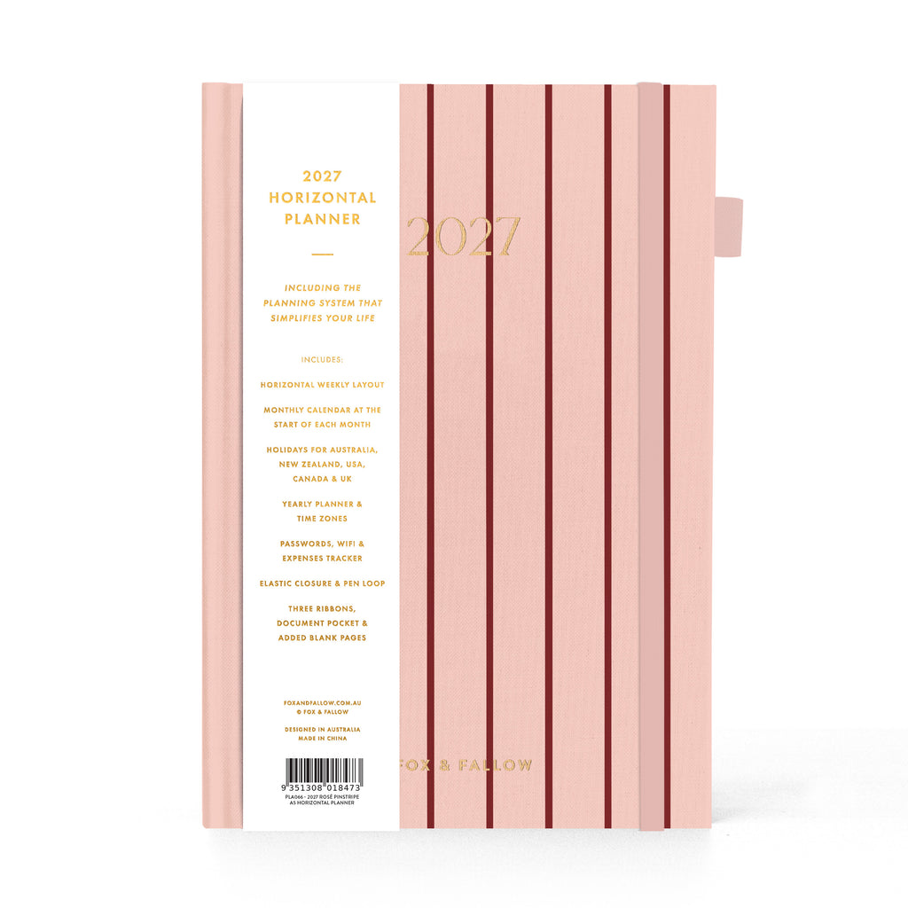 2027 A5 Horizontal Planner - Rosé Pinstripe - PRE-ORDER (25 SEPTEMBER)