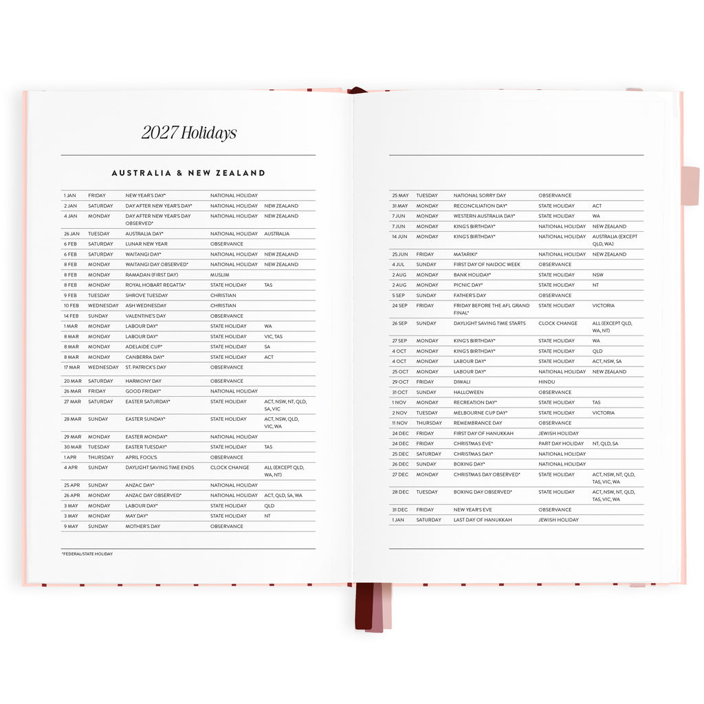 2027 A5 Horizontal Planner - Rosé Pinstripe - PRE-ORDER (25 SEPTEMBER)