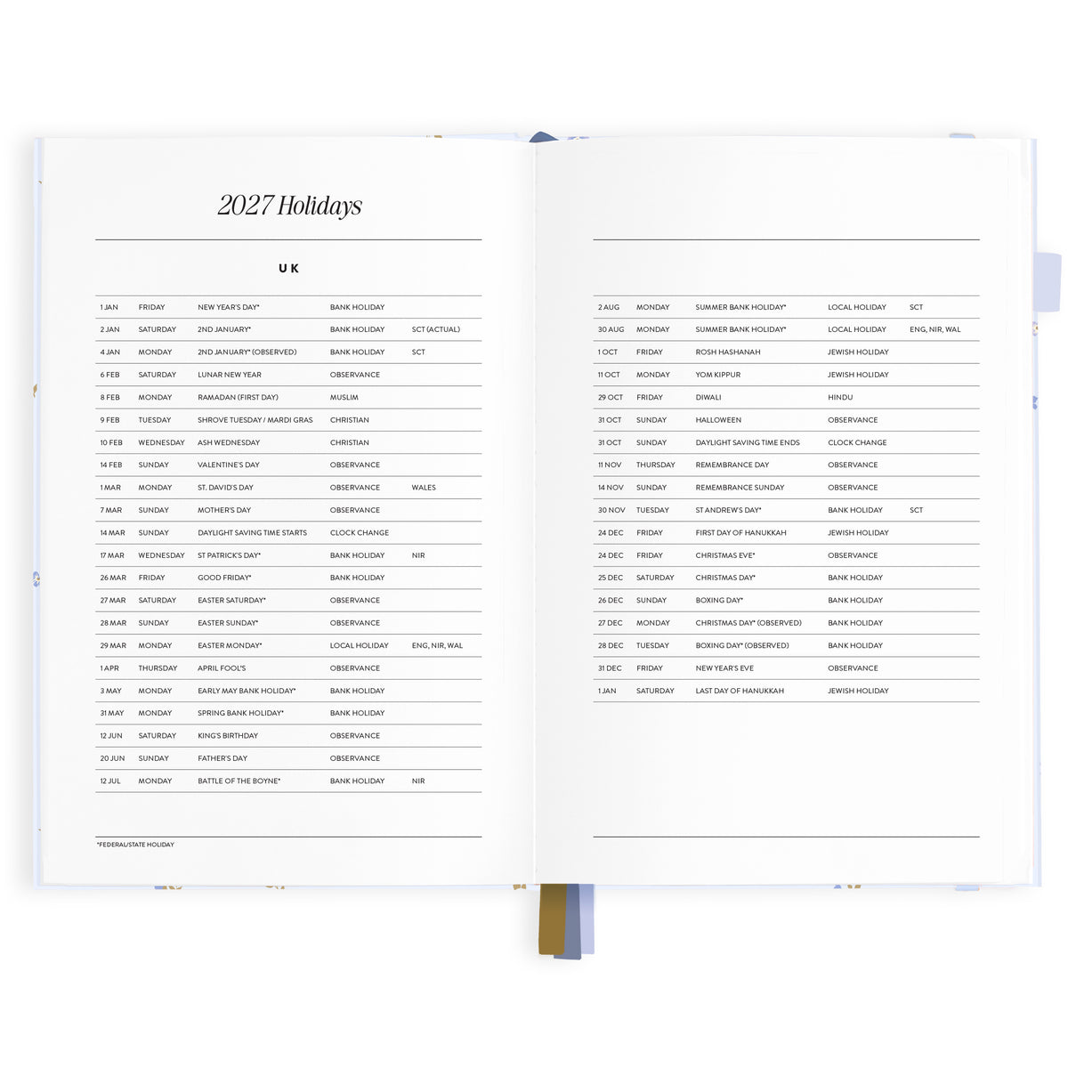 2027 A5 Horizontal Planner - Cornflower - PRE-ORDER (25 SEPTEMBER)
