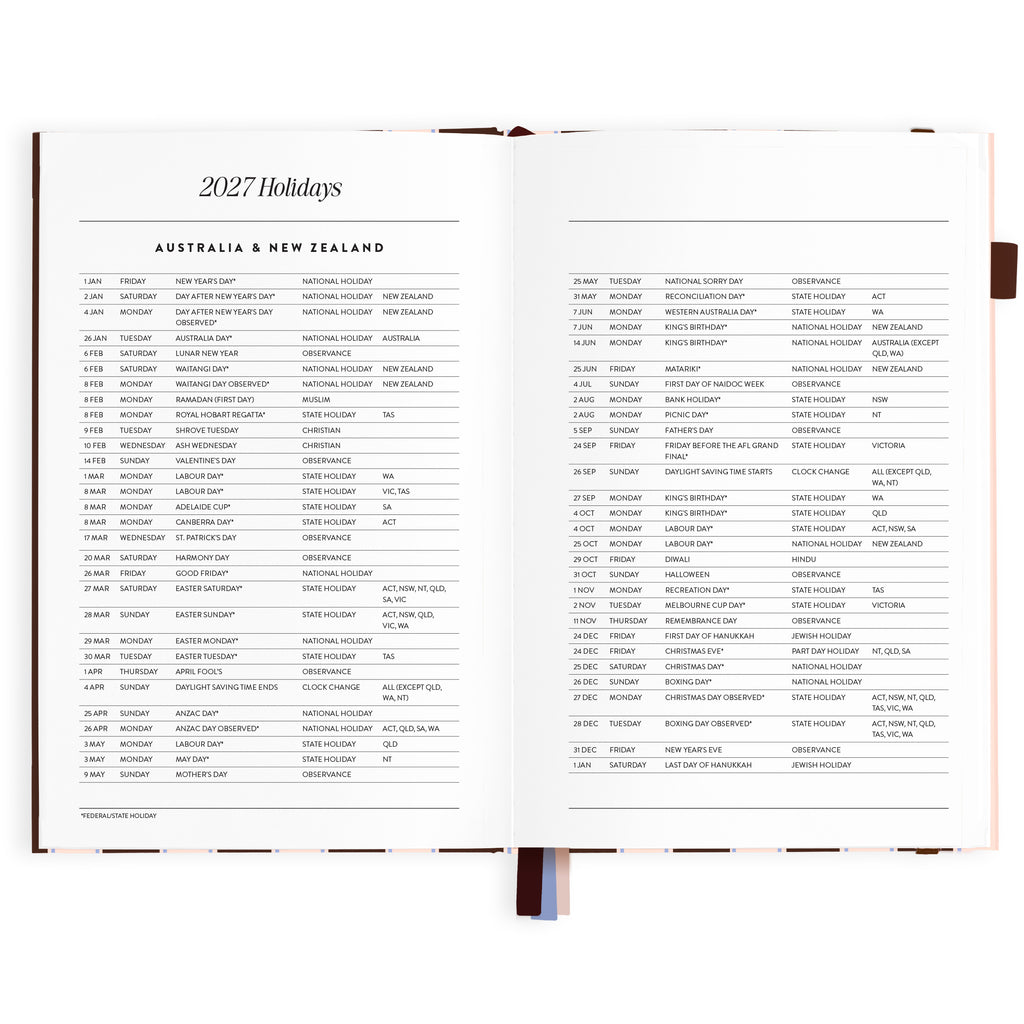 2027 A5 Academic Vertical Planner - Chocolate Stripe - PRE-ORDER (25 SEPTEMBER)