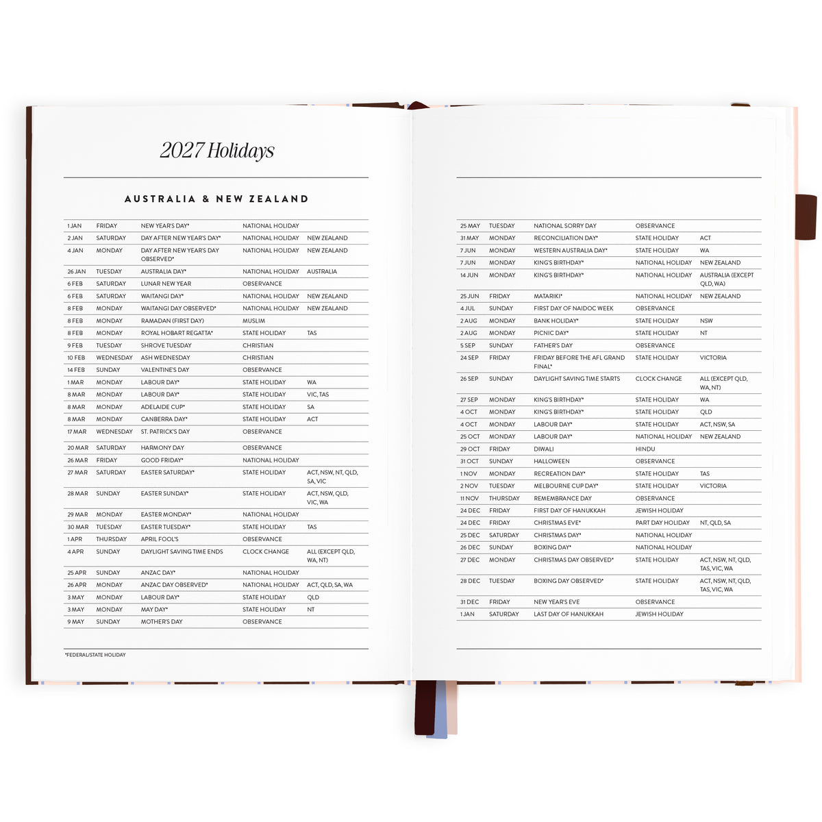 2027 A5 Academic Vertical Planner - Chocolate Stripe - PRE-ORDER (25 SEPTEMBER)
