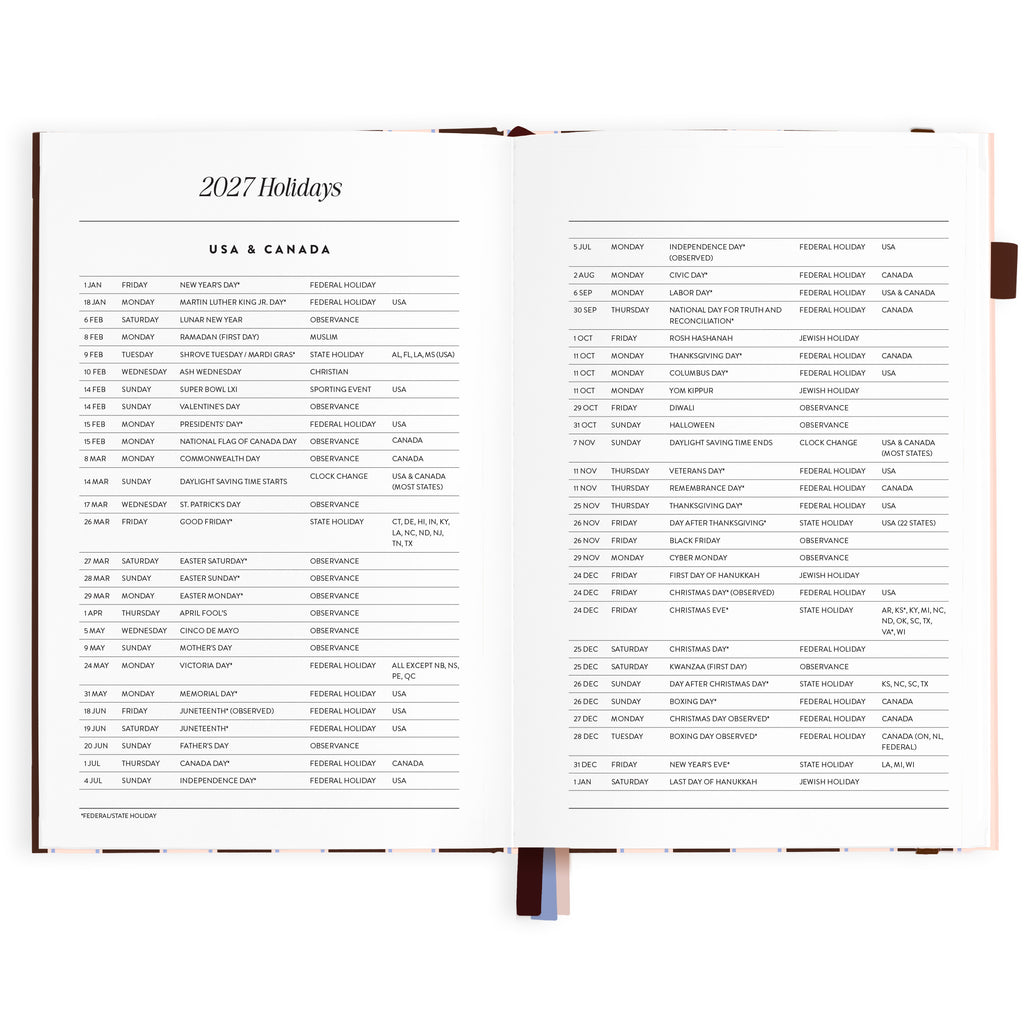 2027 A5 Academic Vertical Planner - Chocolate Stripe - PRE-ORDER (25 SEPTEMBER)