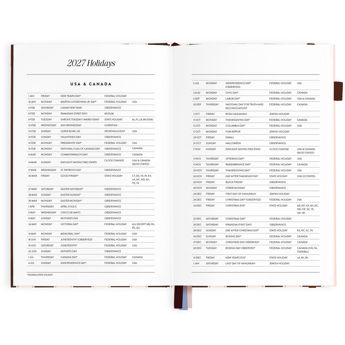 2027 A5 Academic Vertical Planner - Chocolate Stripe - PRE-ORDER (25 SEPTEMBER)