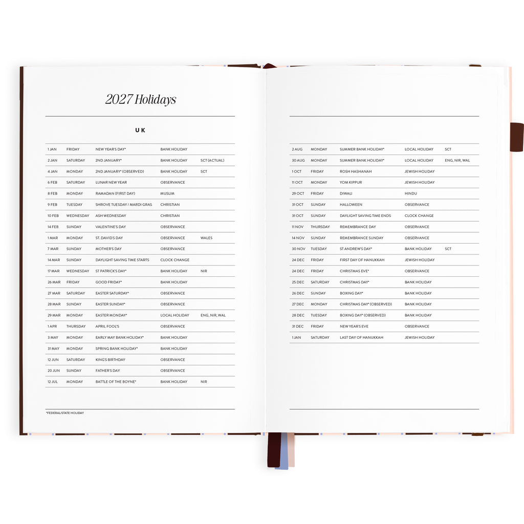 2027 A5 Academic Vertical Planner - Chocolate Stripe - PRE-ORDER (25 SEPTEMBER)