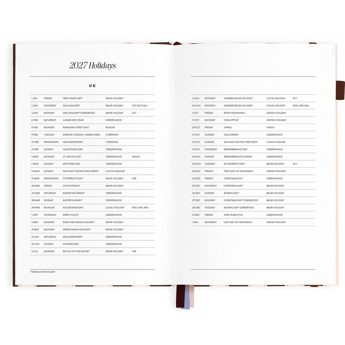 2027 A5 Academic Vertical Planner - Chocolate Stripe - PRE-ORDER (25 SEPTEMBER)