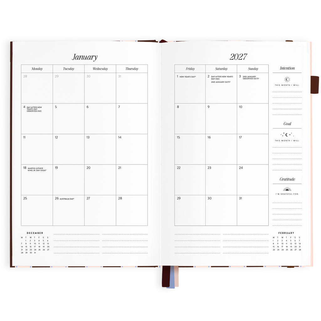 2027 A5 Academic Vertical Planner - Chocolate Stripe - PRE-ORDER (25 SEPTEMBER)