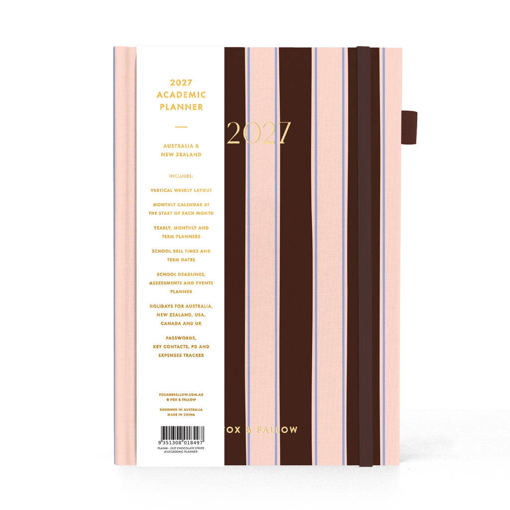 2027 A5 Academic Vertical Planner - Chocolate Stripe - PRE-ORDER (25 SEPTEMBER)