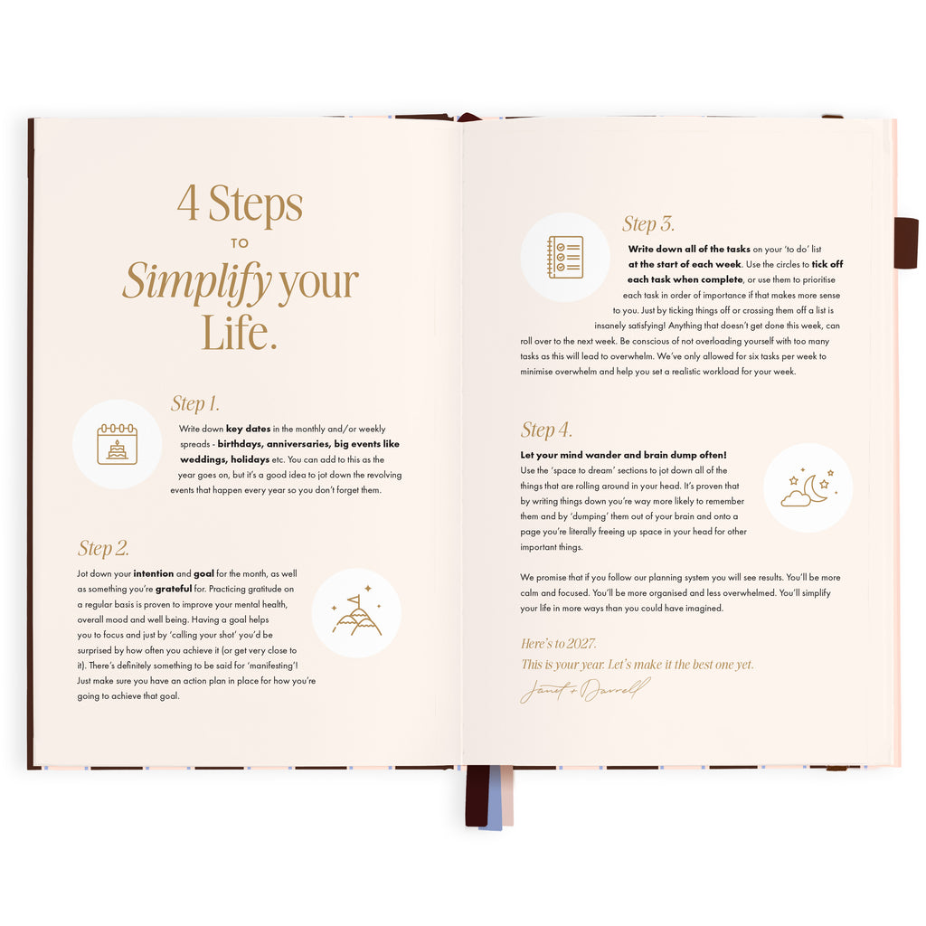 2027 A5 Academic Vertical Planner - Chocolate Stripe - PRE-ORDER (25 SEPTEMBER)