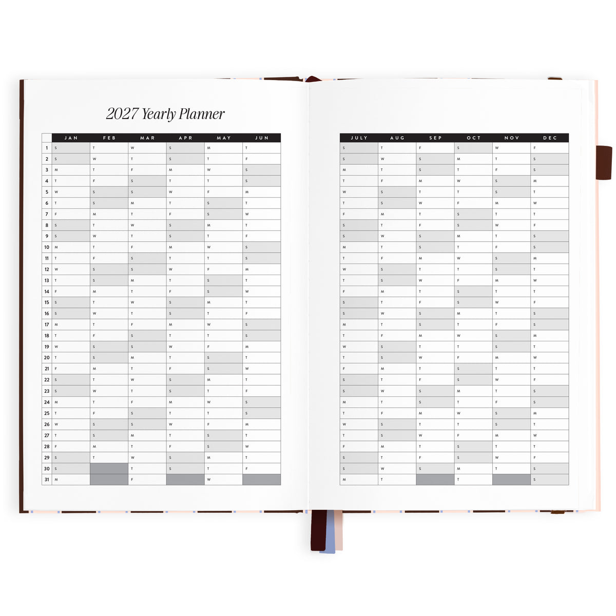 2027 A5 Academic Vertical Planner - Chocolate Stripe - PRE-ORDER (25 SEPTEMBER)