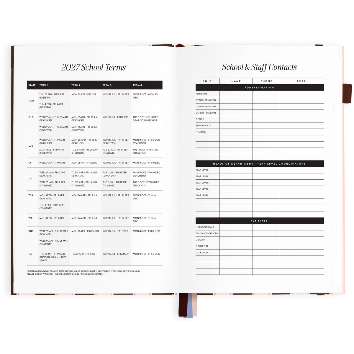 2027 A5 Academic Vertical Planner - Chocolate Stripe - PRE-ORDER (25 SEPTEMBER)