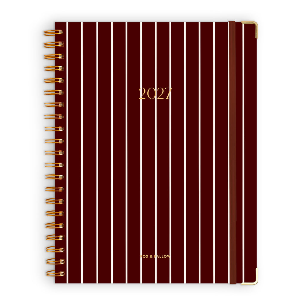 2027 A4 Academic Vertical Planner - Merlot Pinstripe - PRE-ORDER (25 SEPTEMBER)