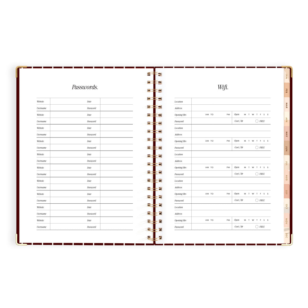 2027 A4 Academic Vertical Planner - Merlot Pinstripe - PRE-ORDER (25 SEPTEMBER)