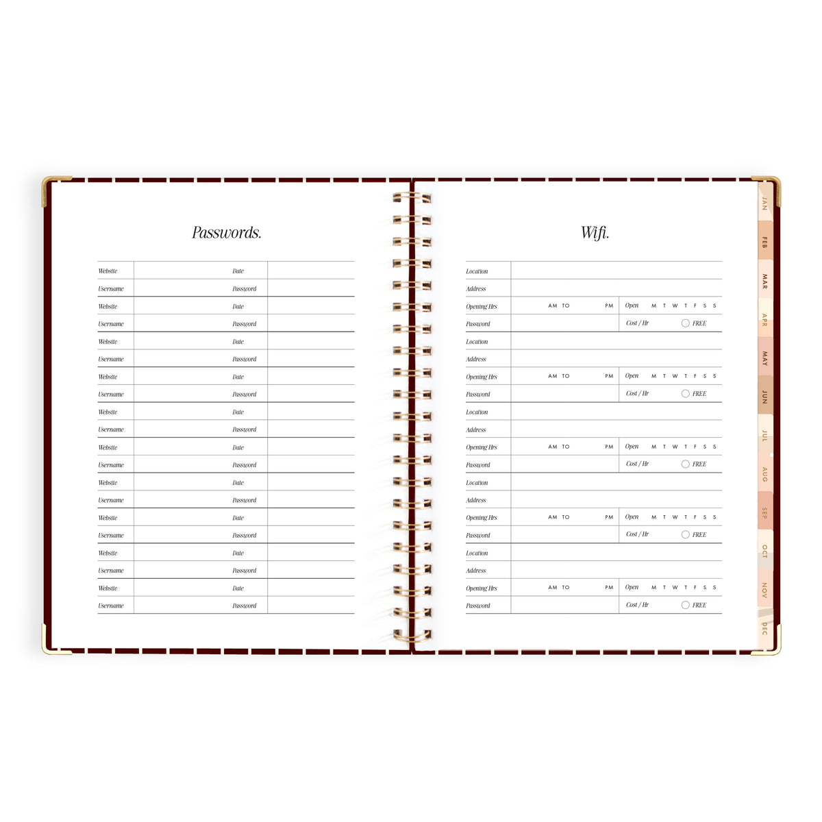 2027 A4 Academic Vertical Planner - Merlot Pinstripe - PRE-ORDER (25 SEPTEMBER)