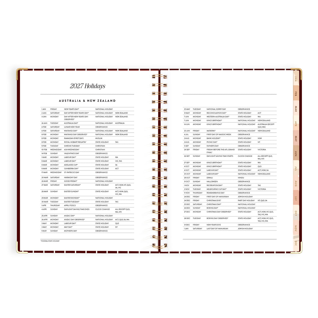 2027 A4 Academic Vertical Planner - Merlot Pinstripe - PRE-ORDER (25 SEPTEMBER)