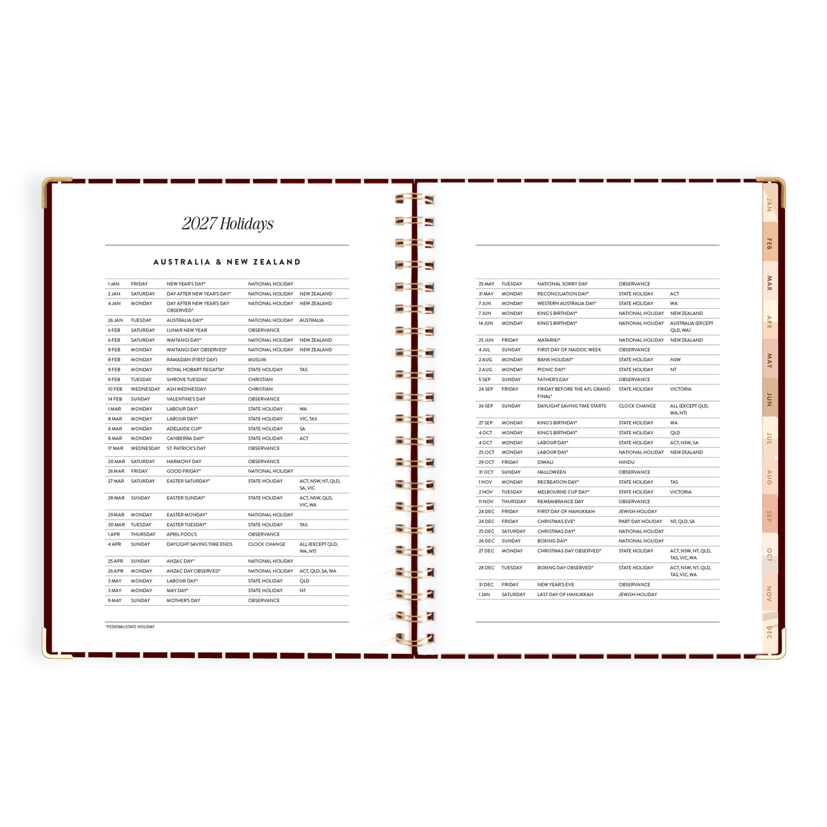 2027 A4 Academic Vertical Planner - Merlot Pinstripe - PRE-ORDER (25 SEPTEMBER)